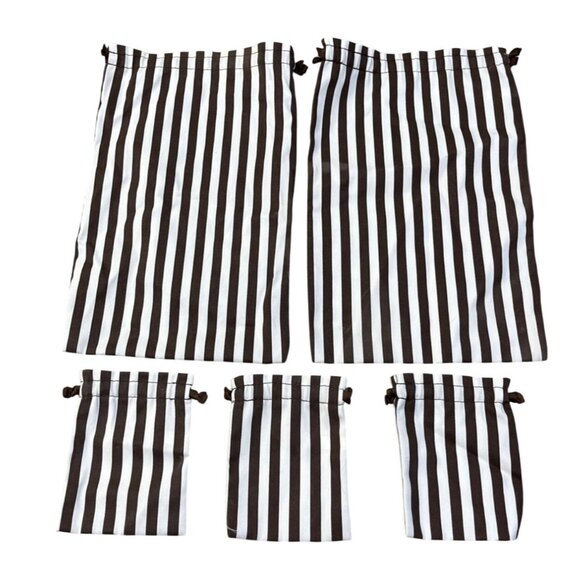 5 Henri Bendel Dust Bags 15" and 6" Classic Stripe Brown White Drawstring - Picture 2 of 4